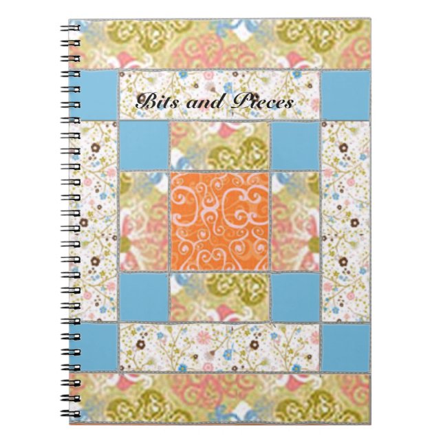 Caderno Espiral Notebook Personalizado com Padrão de Quilt de Chim (Frente)