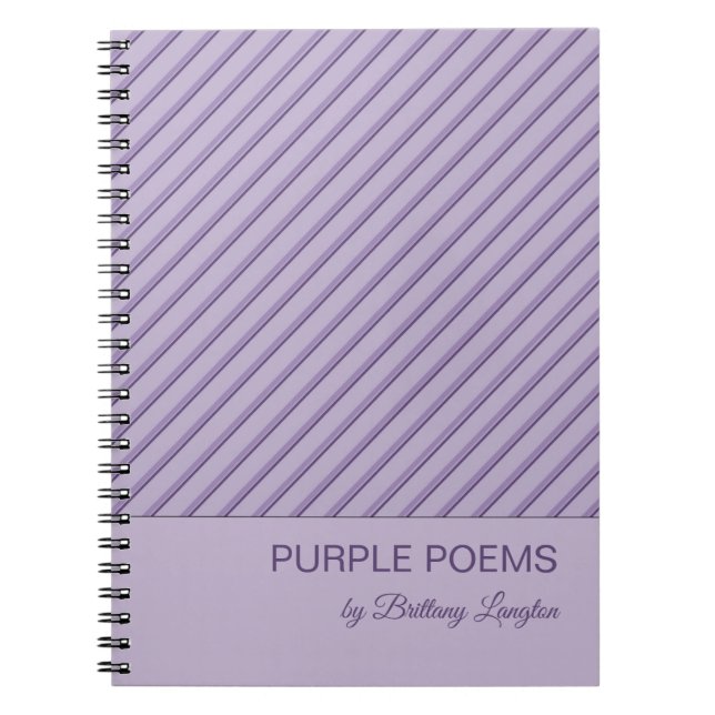 Caderno Espiral Notebook Personalizado com Padrão de Stripes Roxo (Frente)