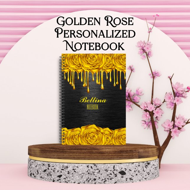 Caderno Espiral Notebook personalizado com Rosa de ouro (Criador carregado)