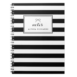 Caderno Espiral Notebook Personalizado com Stripes Pretas e Branca