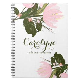 Caderno Espiral Notebook Personalizado com Tulipas Cor-de-Rosa Esb