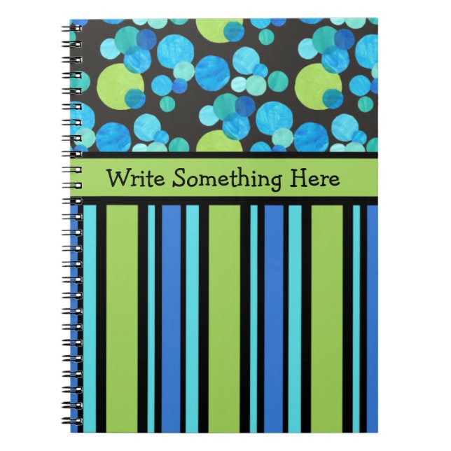 Caderno Espiral Notebook Personalizado: Combine Chevrons, Bolinhas (Frente)