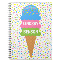Notebook personalizado Cone do Sorvete Sprinkles