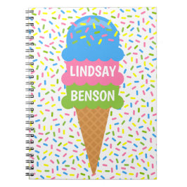 Caderno Espiral Notebook personalizado Cone do Sorvete Sprinkles