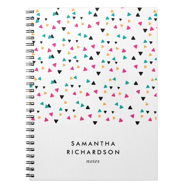 Caderno Espiral Notebook Personalizado Confetti de Triângulo Color (Frente)