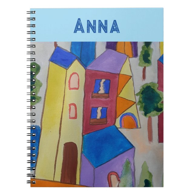 Caderno Espiral Notebook personalizado da vila abstrato de verão (Frente)