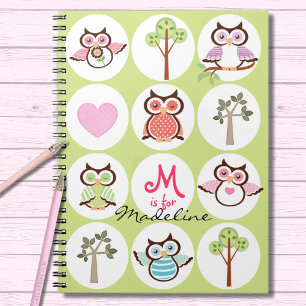 Caderno Espiral Notebook Personalizado de Amostra de Coruja Doce