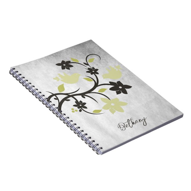 Caderno Espiral Notebook Personalizado de Aves Amarelas (Lado Direito)