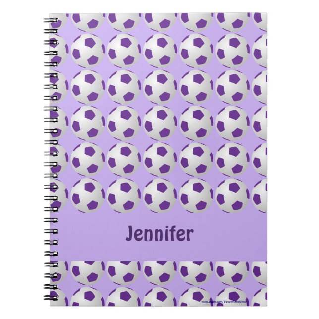 Caderno Espiral Notebook personalizado de bola de futebol roxo e b (Frente)