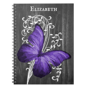 Caderno Espiral Notebook personalizado de borboleta russa púrpura