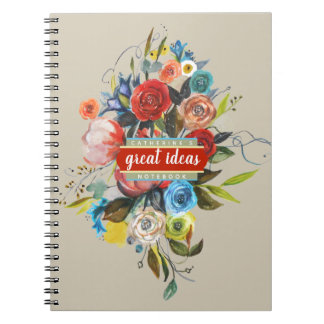 Caderno Espiral Notebook Personalizado de Buquê de Água Doce