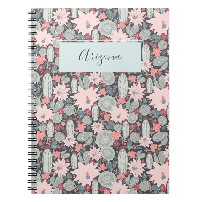 Caderno Espiral Notebook Personalizado De Cactus De Plantas Sucult (Frente)