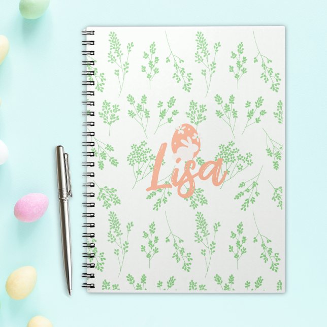 Caderno Espiral Notebook personalizado de coelho de páscoa (Personalized Easter Bunny Notebook)
