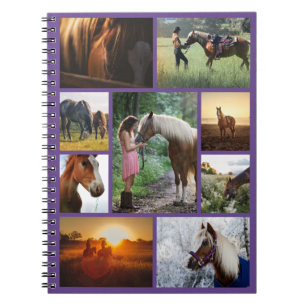 Caderno Espiral Notebook personalizado de colagem de fotos roxa