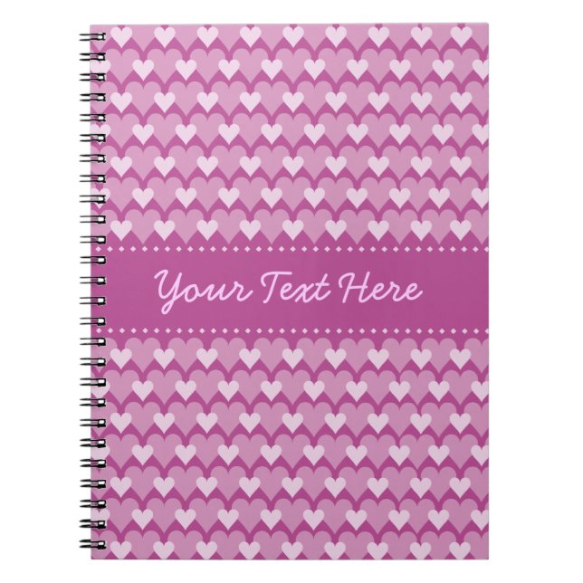 Caderno Espiral Notebook personalizado de Corações Rosa (Frente)