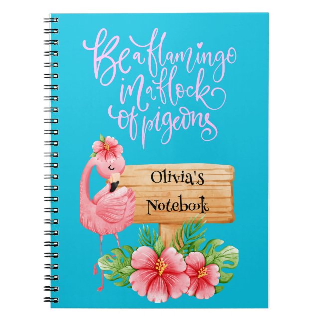 CADERNO ESPIRAL NOTEBOOK PERSONALIZADO DE FLAMINGO (Frente)