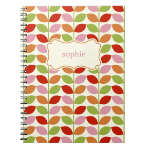 Caderno Espiral Notebook Personalizado de Folhas Coloridas - Rosa
