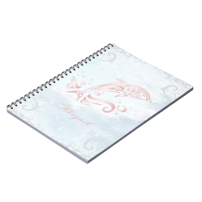 Caderno Espiral Notebook personalizado de golfinho rosa (Left Side)