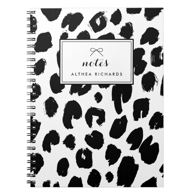 Caderno Espiral Notebook Personalizado de Impressão Leopardo Preto (Frente)