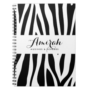 Caderno Espiral Notebook Personalizado de Impressão Zebra Preta e