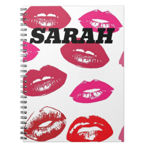 CADERNO ESPIRAL NOTEBOOK PERSONALIZADO DE LÁBIOS VERMELHOS