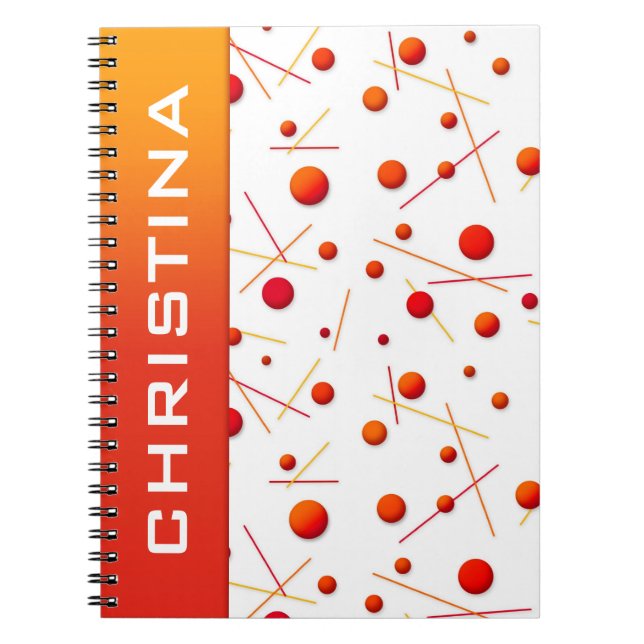 Caderno Espiral Notebook Personalizado de Linhas e Pontos Laranja  (Frente)