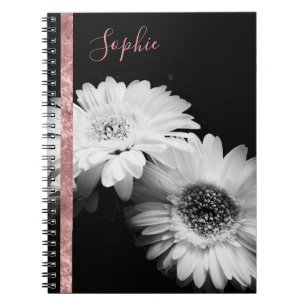 Caderno Espiral Notebook personalizado de margarida Dourada Rosa