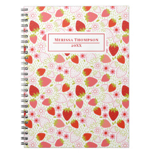 Caderno Espiral Notebook personalizado de morango vermelho