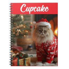 Caderno Espiral Notebook Personalizado de Natal Gato Persa