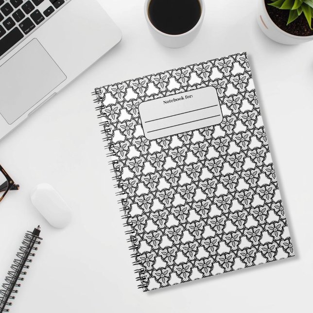 Caderno Espiral Notebook personalizado de padrão uniforme preto e  (Criador carregado)