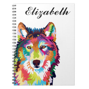 Caderno Espiral Notebook personalizado de Pop Art Wolf