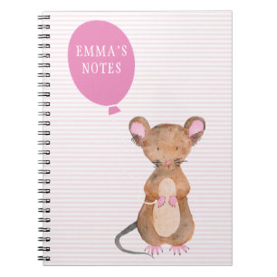 Caderno Espiral Notebook personalizado de rato de floresta bonito