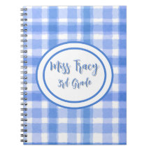 Notebook personalizado de Xadrez azul Pastel
