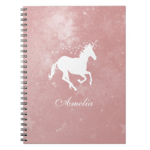 Caderno Espiral Notebook Personalizado do Unicórn Rosa