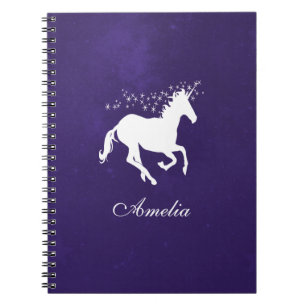 Caderno Espiral Notebook Personalizado do Unicórnio Roxo