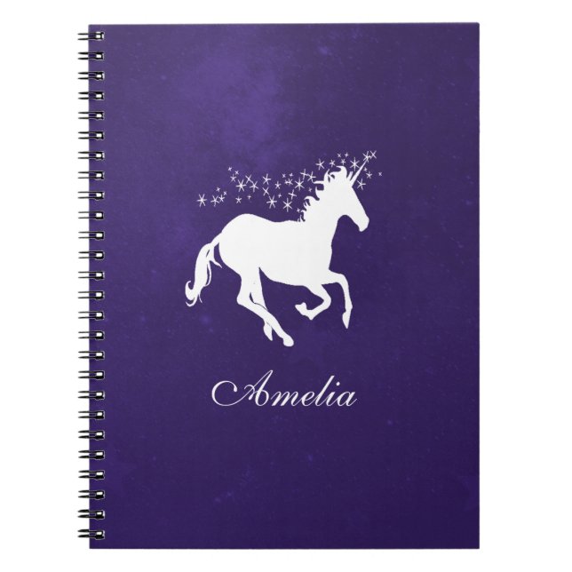 Caderno Espiral Notebook Personalizado do Unicórnio Roxo (Frente)