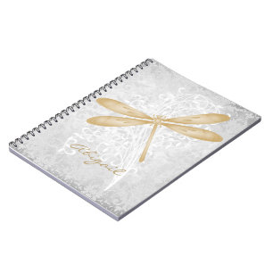 Caderno Espiral Notebook Personalizado Dragonfly Dourado