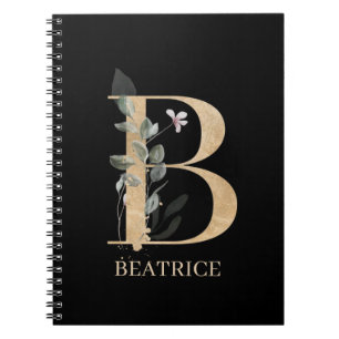 Caderno Espiral Notebook Personalizado Floral B Monograma