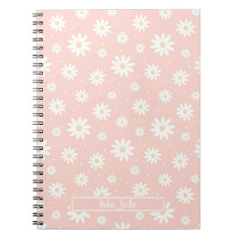 Caderno Espiral Notebook Personalizado Floral Rosa Daisy