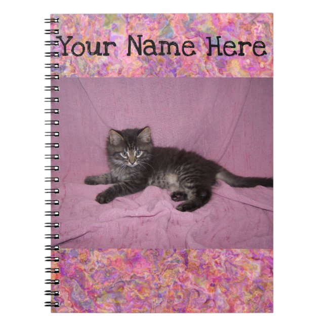 Caderno Espiral Notebook Personalizado - Gatinho Rosa (Frente)