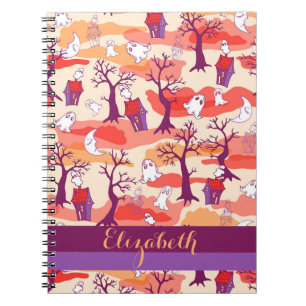 Caderno Espiral Notebook personalizado Halloween Haunted House