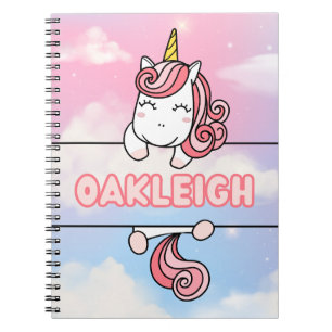 Caderno Espiral Notebook personalizado Oakleigh Unicorn Girlie