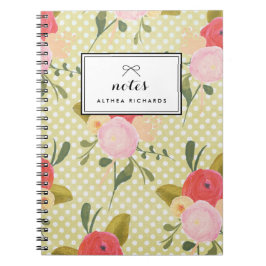 Caderno Espiral Notebook Personalizado Padrão Bolinhas Floral
