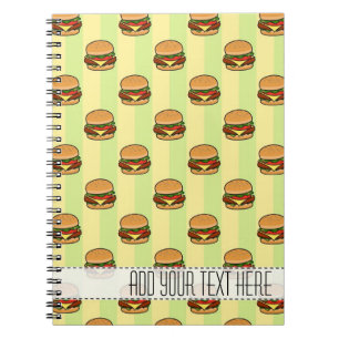 Caderno Espiral Notebook Personalizado Padrão de Burger