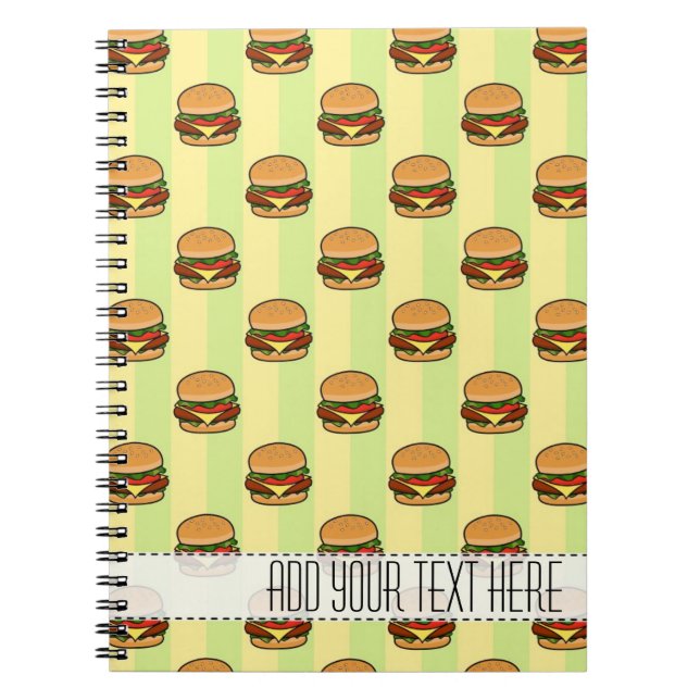 Caderno Espiral Notebook Personalizado Padrão de Burger (Frente)