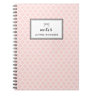 Caderno Espiral Notebook Personalizado Padrão de Quatrefoil Cor-de