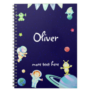 Caderno Espiral Notebook personalizado para crianças astronautas