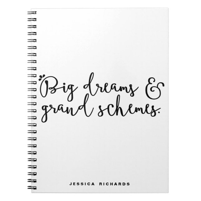Caderno Espiral Notebook Personalizado para Grandes Sonhos e Grand (Frente)