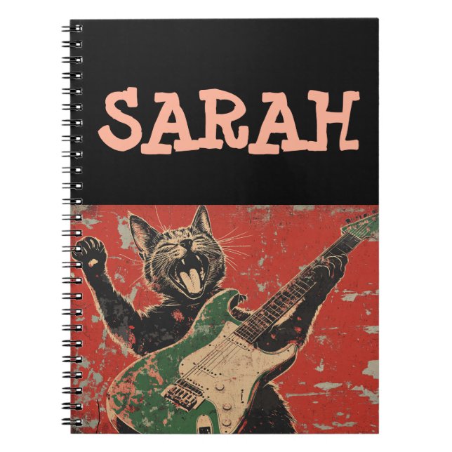 Caderno Espiral NOTEBOOK PERSONALIZADO para guitarra de gato (Frente)