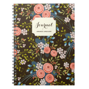 Caderno Espiral Notebook Personalizado para Jardim Floral de Rosas